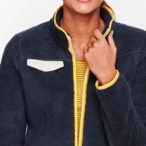 Talbots Colorblocked Full Zip Sherpa Sweater Jacket Blue White - Picture 7 of 7